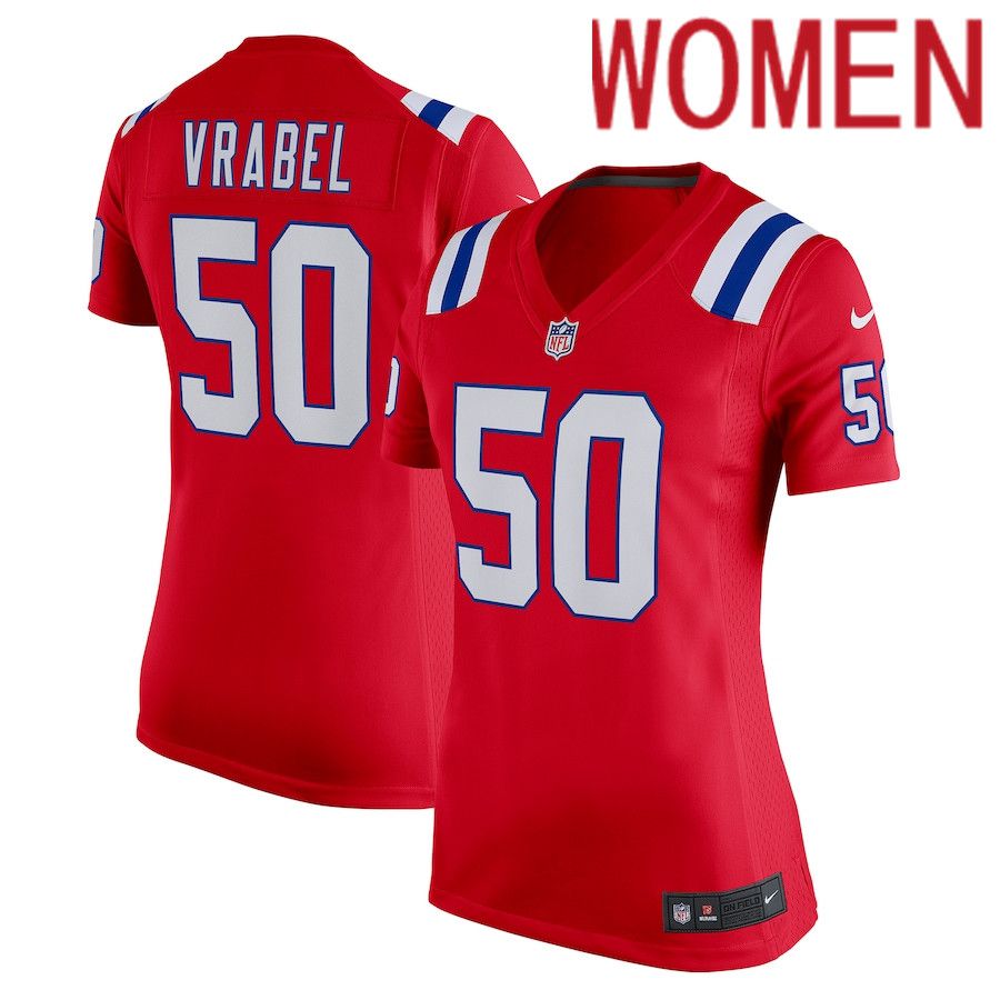 Women New England Patriots #50 Mike Vrabel Nike Red Retired Game NFL Jersey